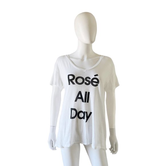 Wildfox Rose All Day Tee White and Black Large - Picture 1 of 4